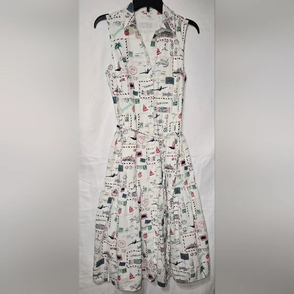 J. Crew Sleeveless Maxi Dress - White with Colorful Print - Picture 2 of 6
